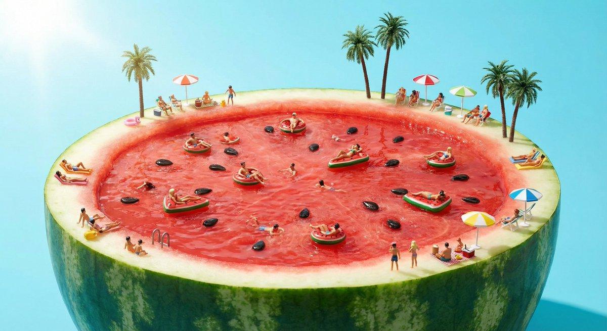 AI generated image for Surreal Watermelon Pool Scene