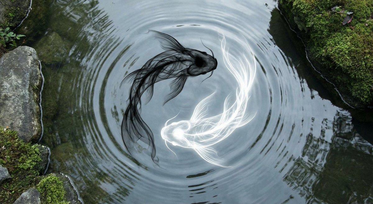 AI generated image for Yin-Yang Koi: Smoke and Light